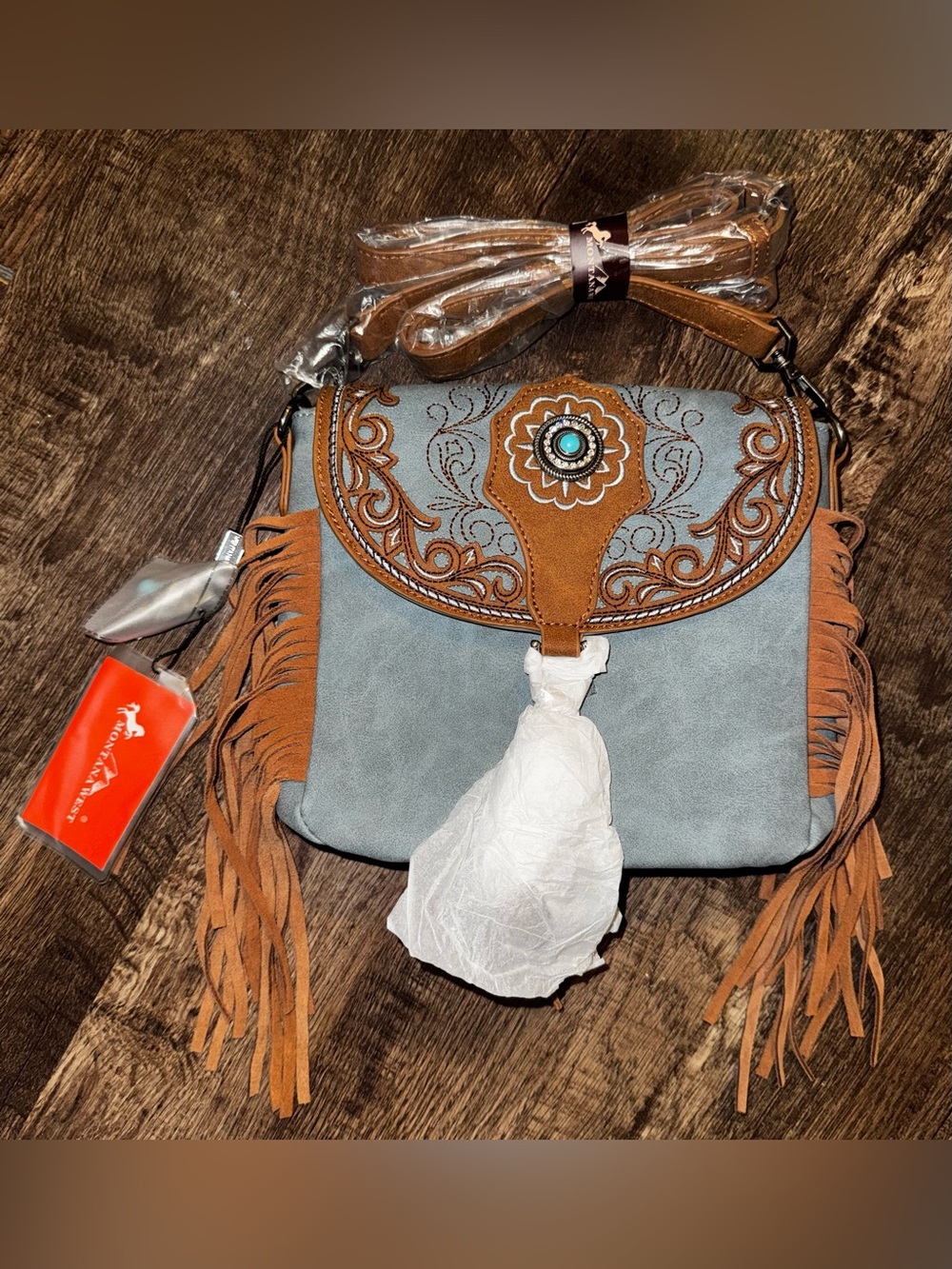 Montana West Concho Embroidered Concho Collection Saddle Bag/Crossbody NWT